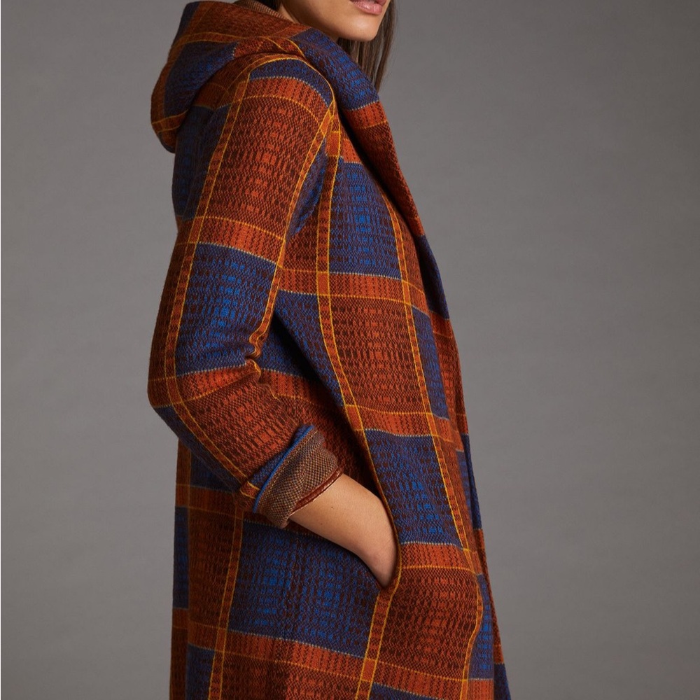 NWT ANTHROPOLOGIE field flower plaid wool sweater coat